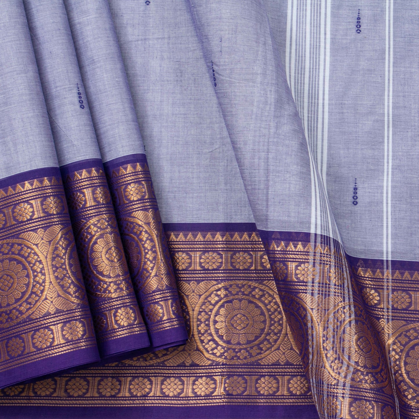 Lavender And Violet Kanchi Cotton Saree For Festive Wear PV MM KC 886