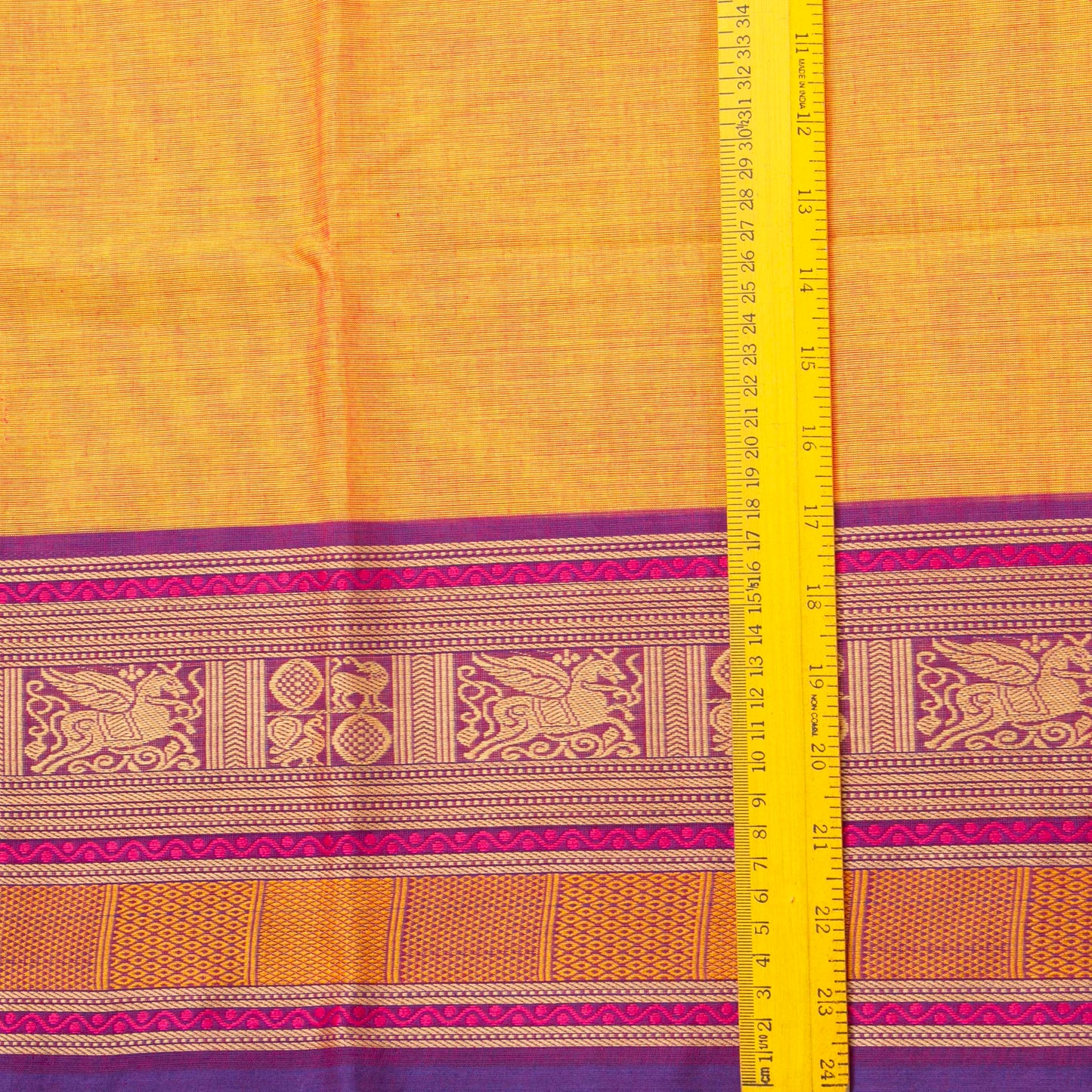 Yellow And Purple Kanchi Cotton Saree For Festive Wear PV MM KC 691