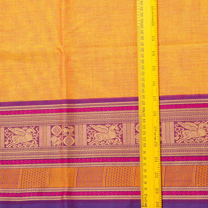 Yellow And Purple Kanchi Cotton Saree For Festive Wear PV MM KC 691