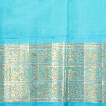 Lavender And Turquoise Blue Kanchipuram Silk Saree For Wedding Wear PV NYC 1548