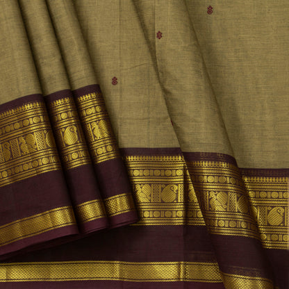 Fawn And Brown Kanchi Cotton Saree For Festive Wear PV MM KC 898 - Cotton Saree - Panjavarnam PV MM KC 898