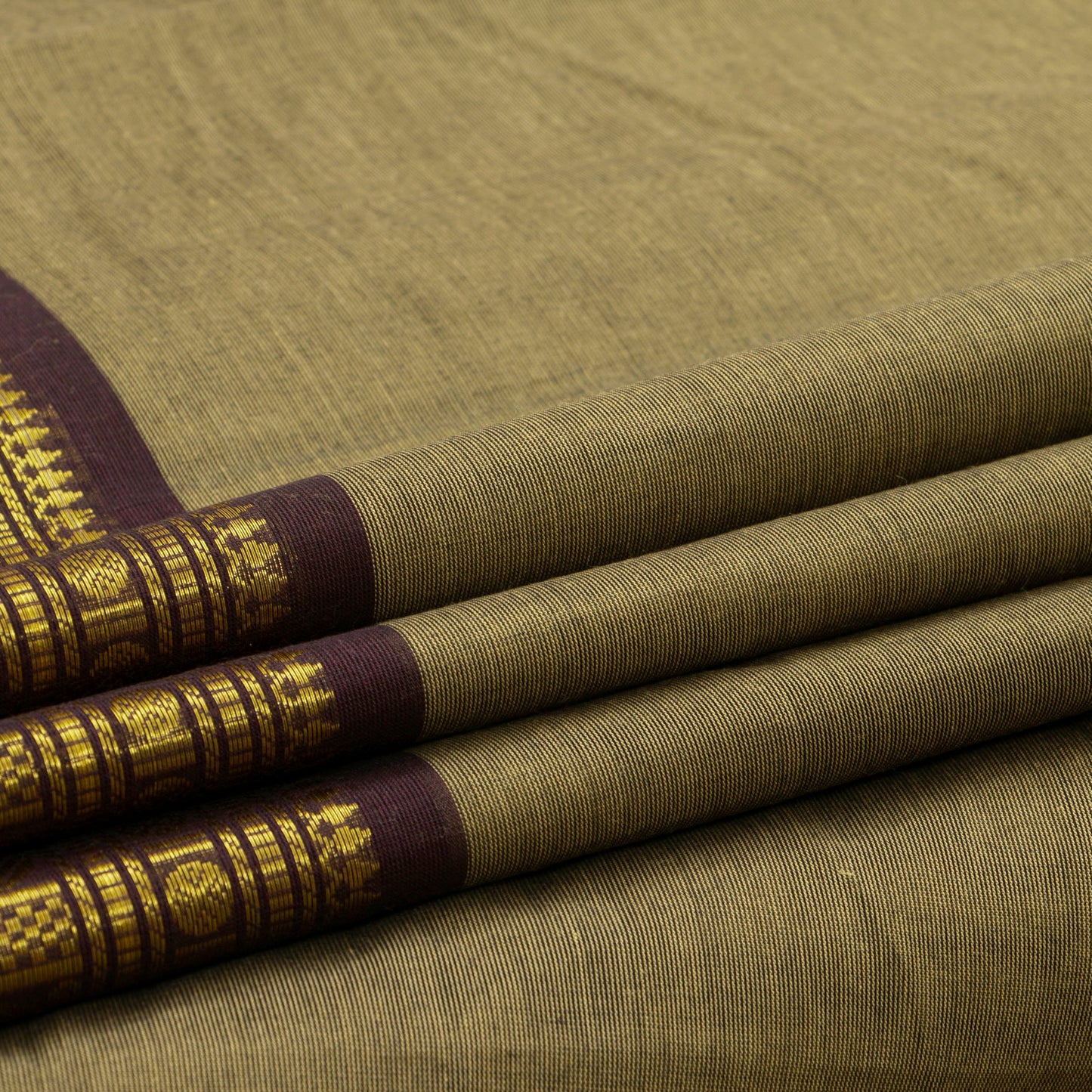 Fawn And Brown Kanchi Cotton Saree For Festive Wear PV MM KC 898 - Cotton Saree - Panjavarnam PV MM KC 898