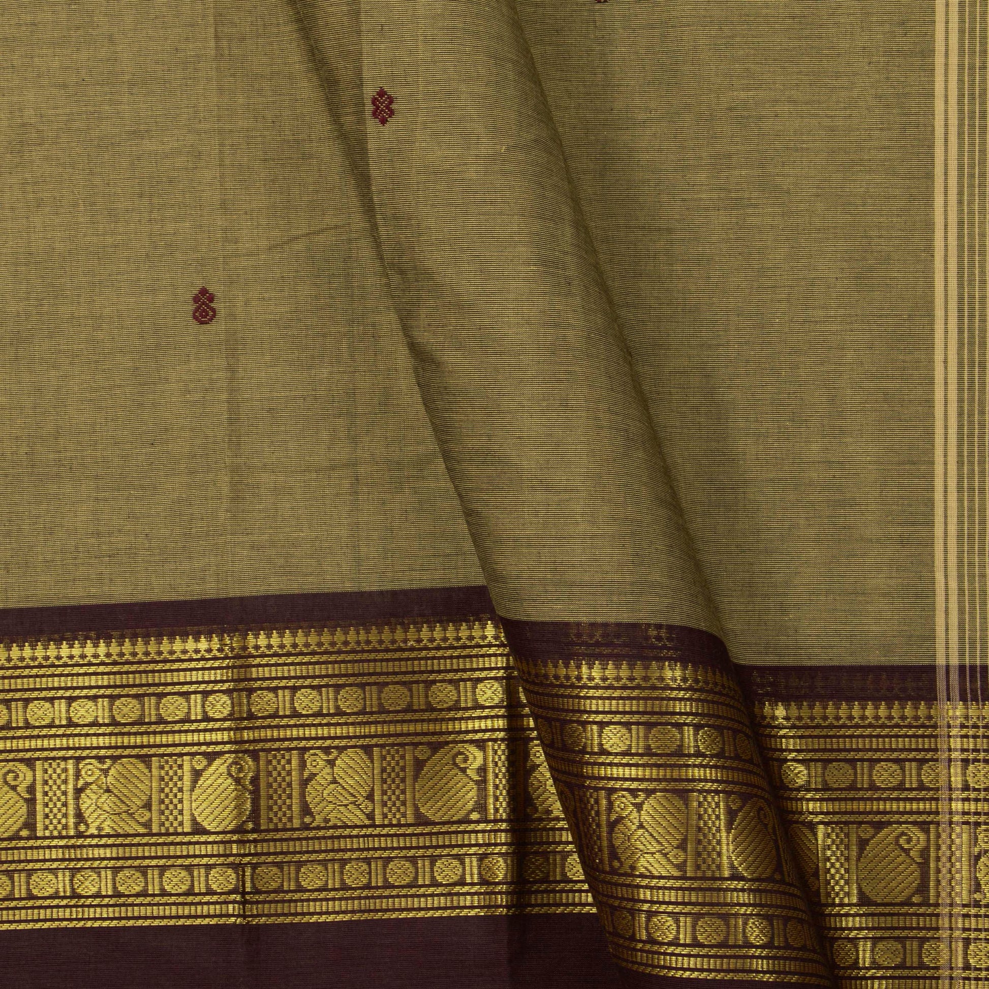Fawn And Brown Kanchi Cotton Saree For Festive Wear PV MM KC 898 - Cotton Saree - Panjavarnam PV MM KC 898