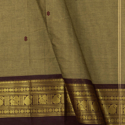 Fawn And Brown Kanchi Cotton Saree For Festive Wear PV MM KC 898 - Cotton Saree - Panjavarnam PV MM KC 898