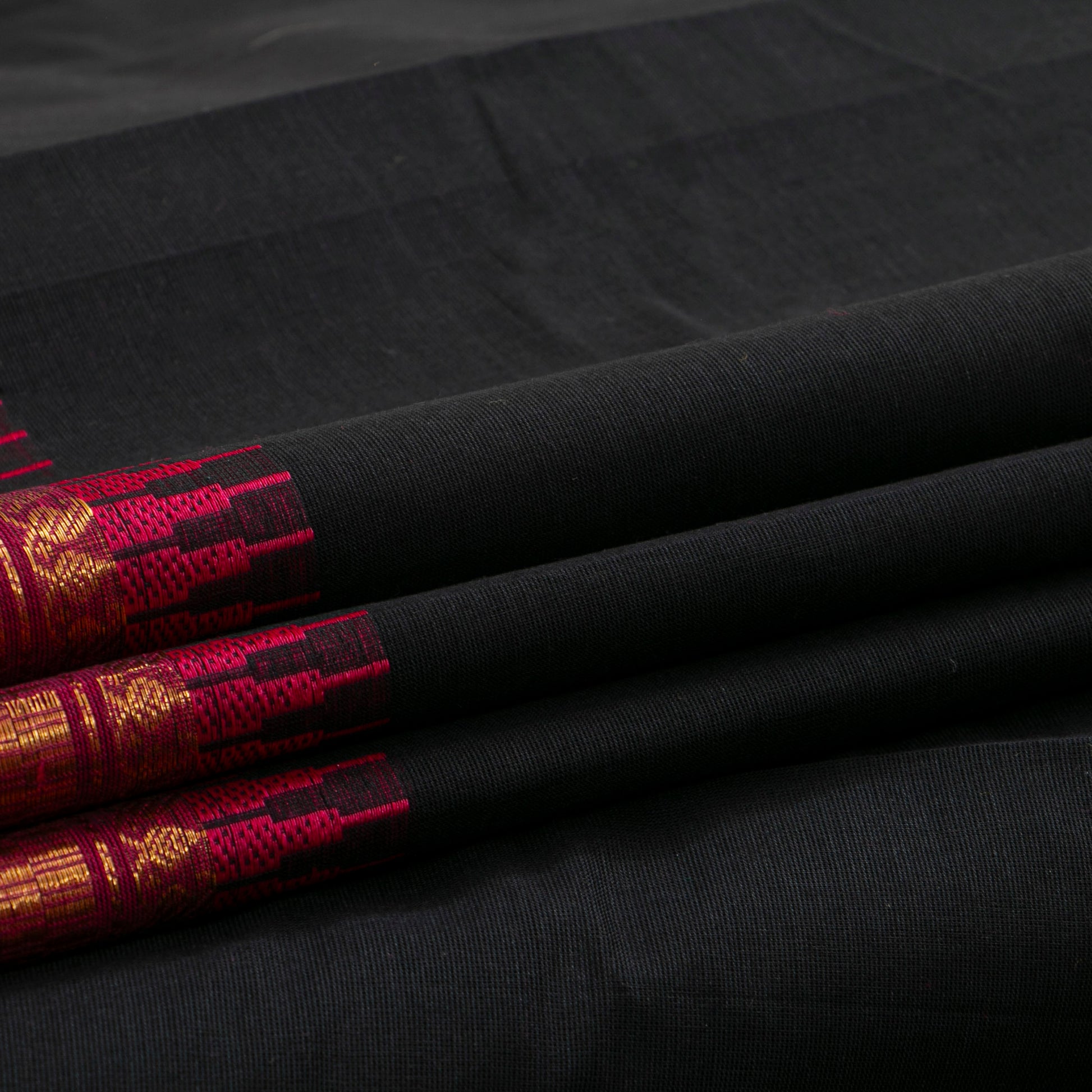 Black And Pink Kanchi Cotton Saree For Festive Wear PV MM KC 888 - Cotton Saree - Panjavarnam PV MM KC 888