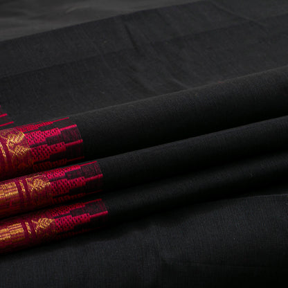 Black And Maroon Kanchi Cotton Saree For Festive Wear PV MM KC 888
