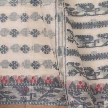 Off White Dhakai Jamdhani Mulmul Silk Saree For Office Wear PV MJ 112