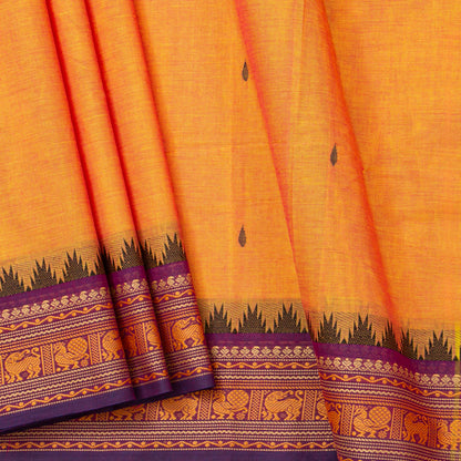 Peach And Magenta Kanchi Cotton Saree For Festive Wear PV MM KC 916