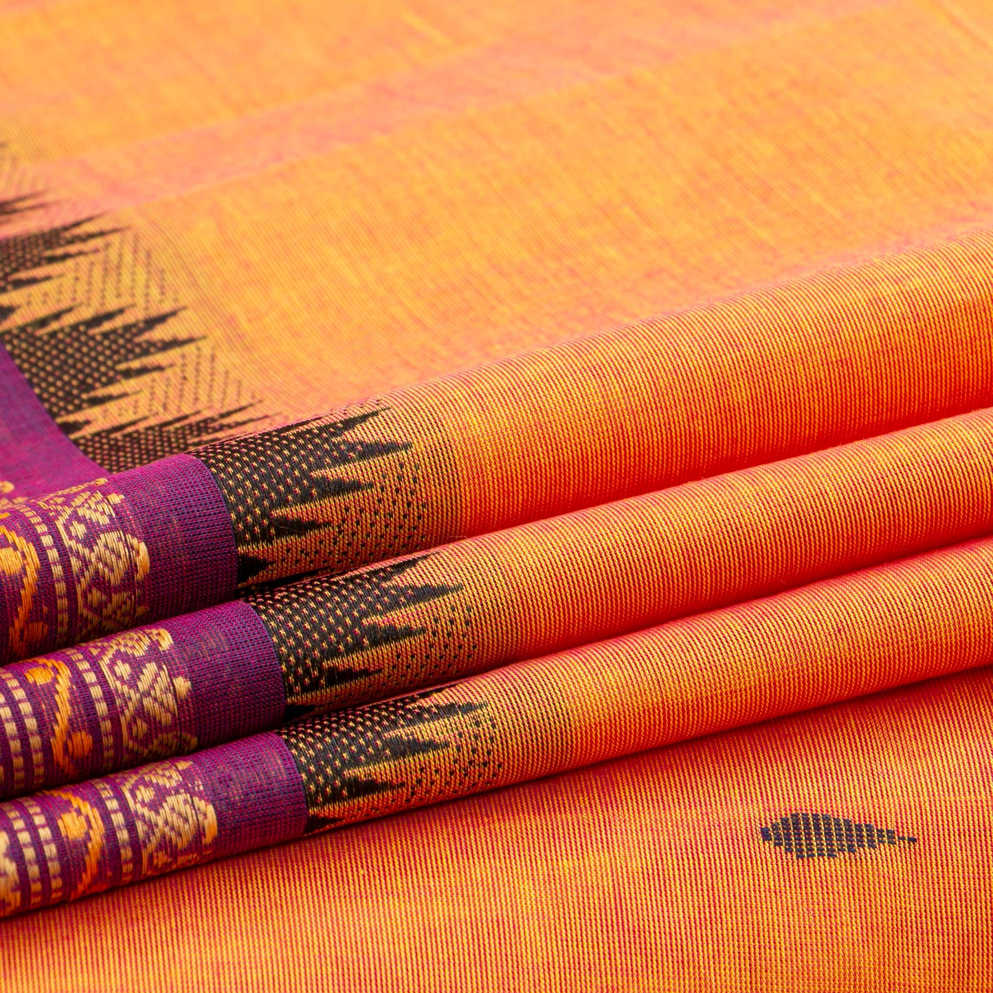 Peach And Magenta Kanchi Cotton Saree For Festive Wear PV MM KC 916