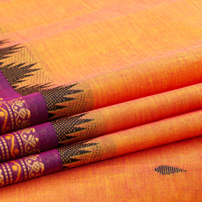 Peach And Magenta Kanchi Cotton Saree For Festive Wear PV MM KC 916