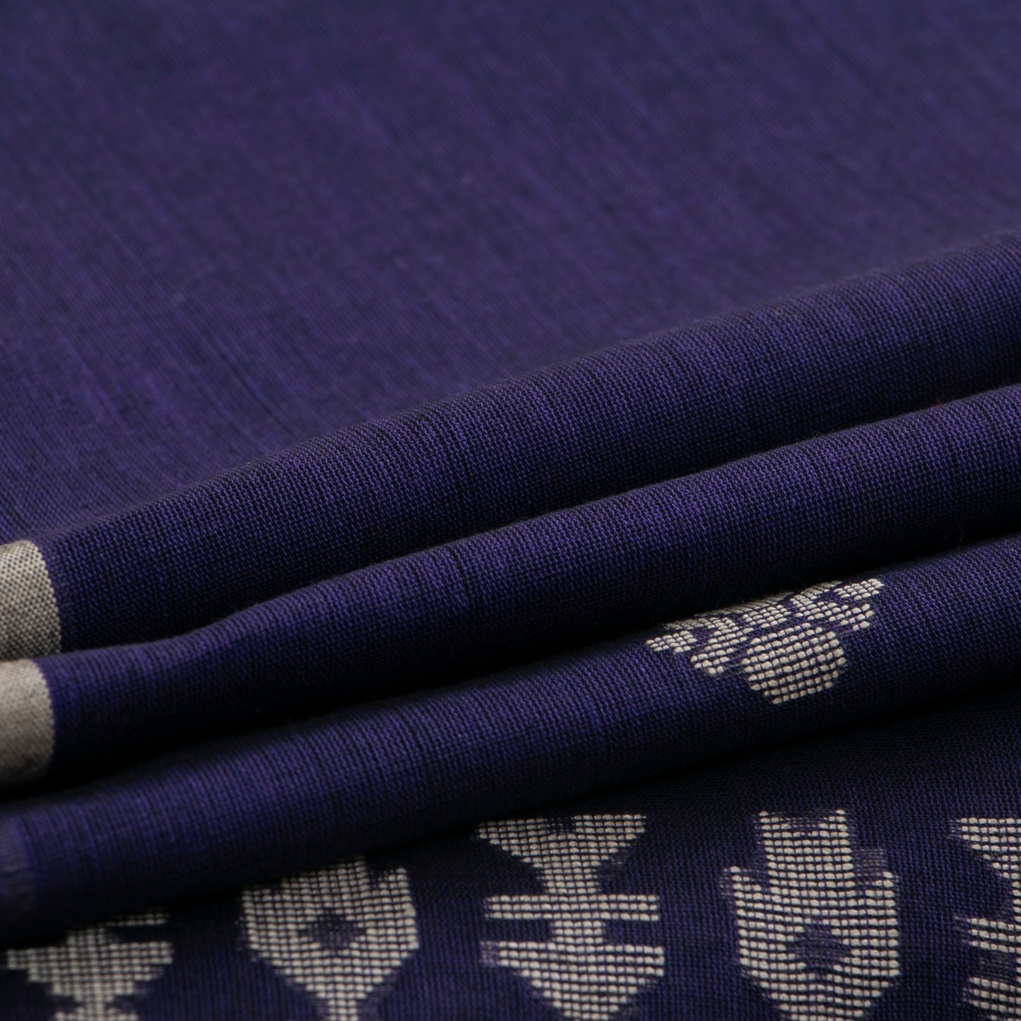 Dark Blue Dhakai Jamdhani Mulmul Silk Saree For Office Wear PV MJ 113