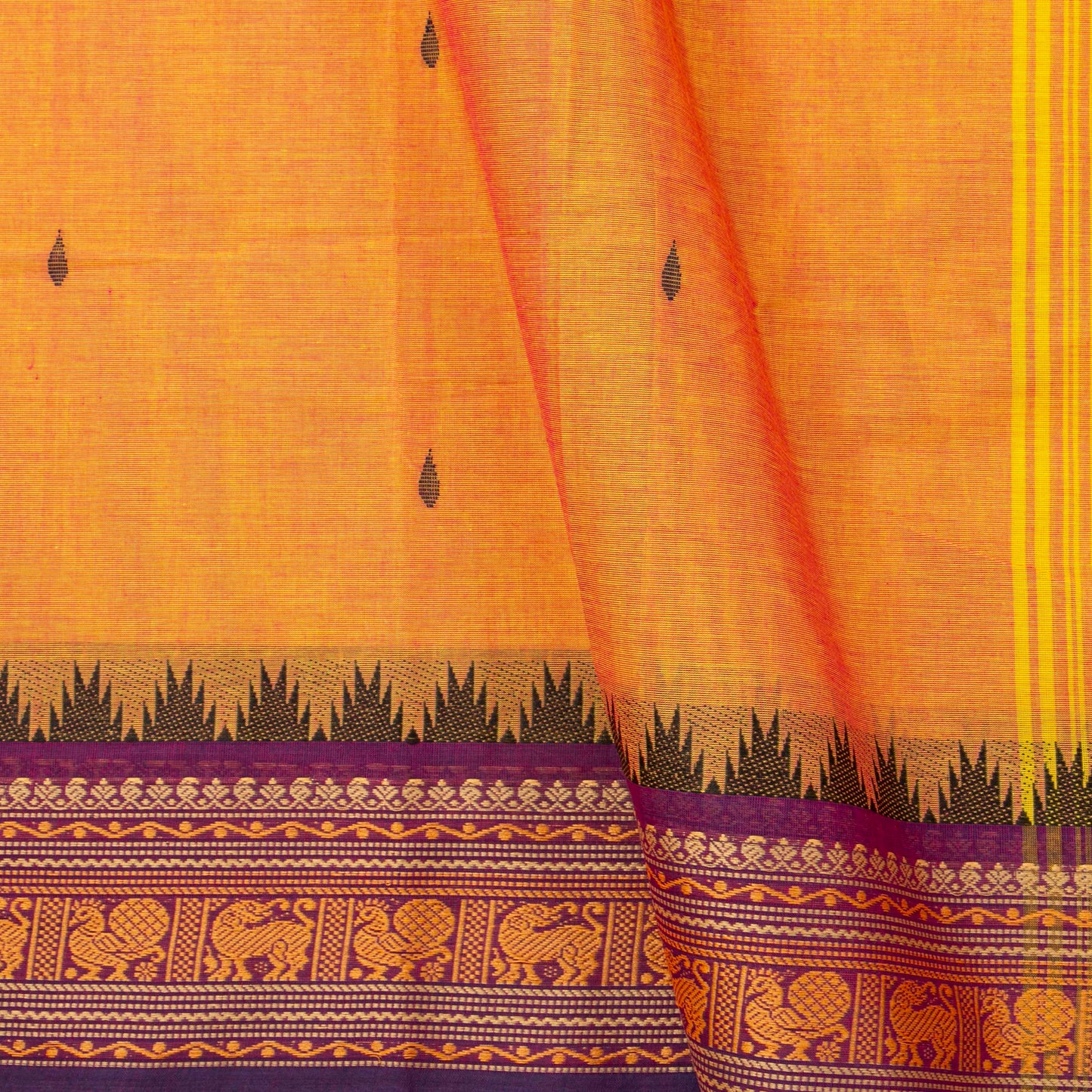 Peach And Magenta Kanchi Cotton Saree For Festive Wear PV MM KC 916