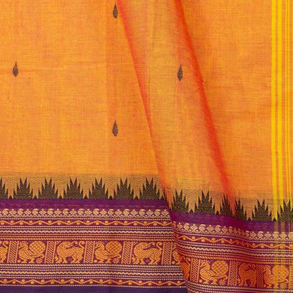 Peach And Magenta Kanchi Cotton Saree For Festive Wear PV MM KC 916