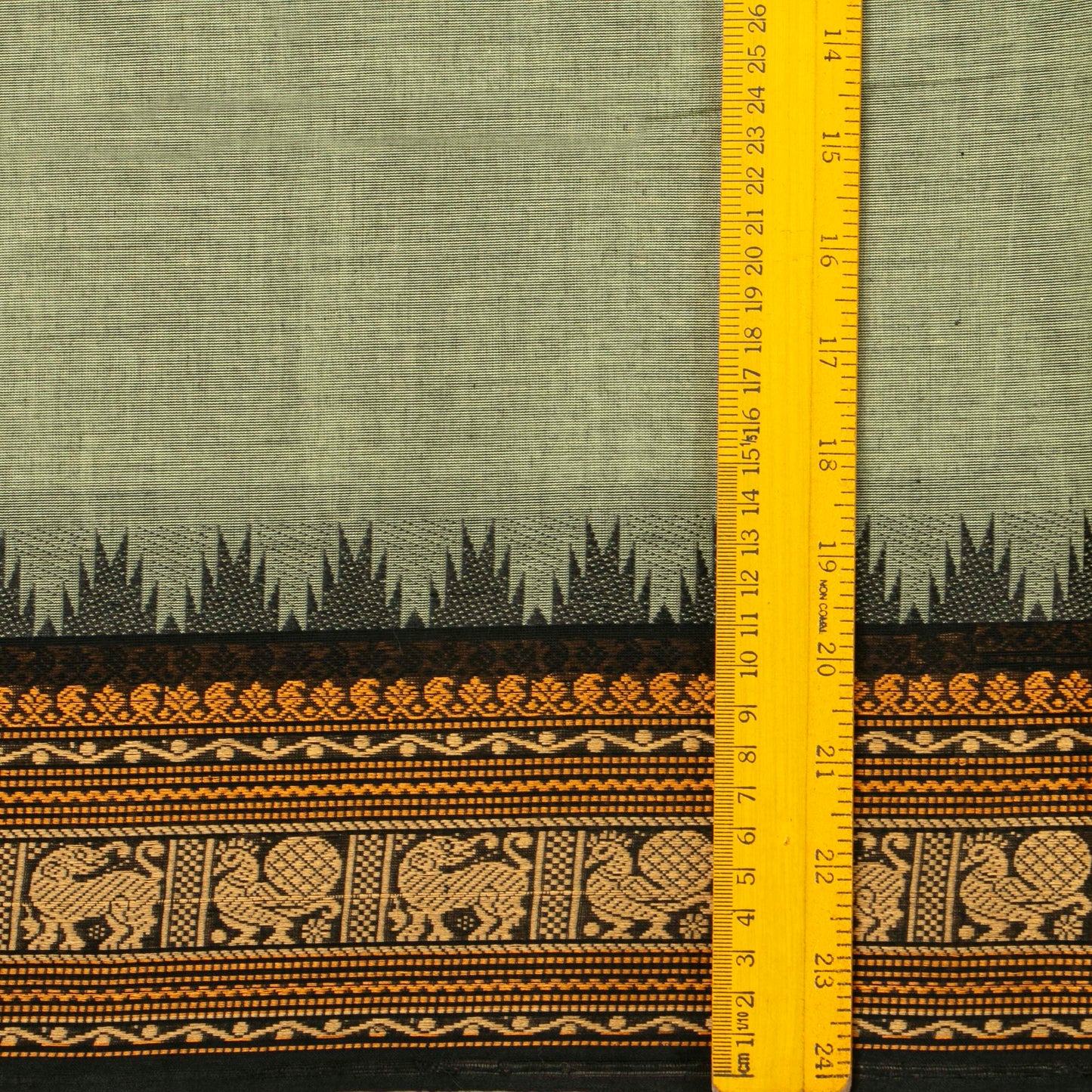 Elachi Green And Black Kanchi Cotton Saree For Festive Wear PV MM KC 917