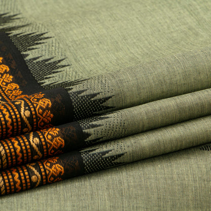 Elachi Green And Black Kanchi Cotton Saree For Festive Wear PV MM KC 917