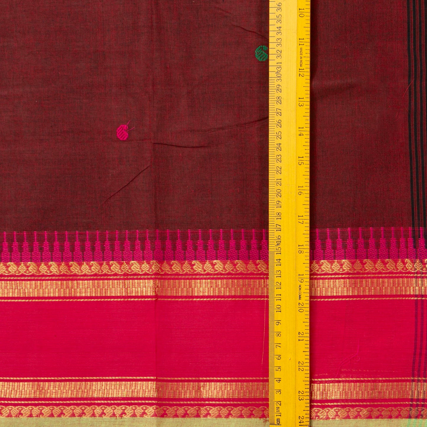 Maroon And Pink Kanchi Cotton Saree For Festive Wear PV MM KC 915 - Cotton Saree - Panjavarnam PV MM KC 915
