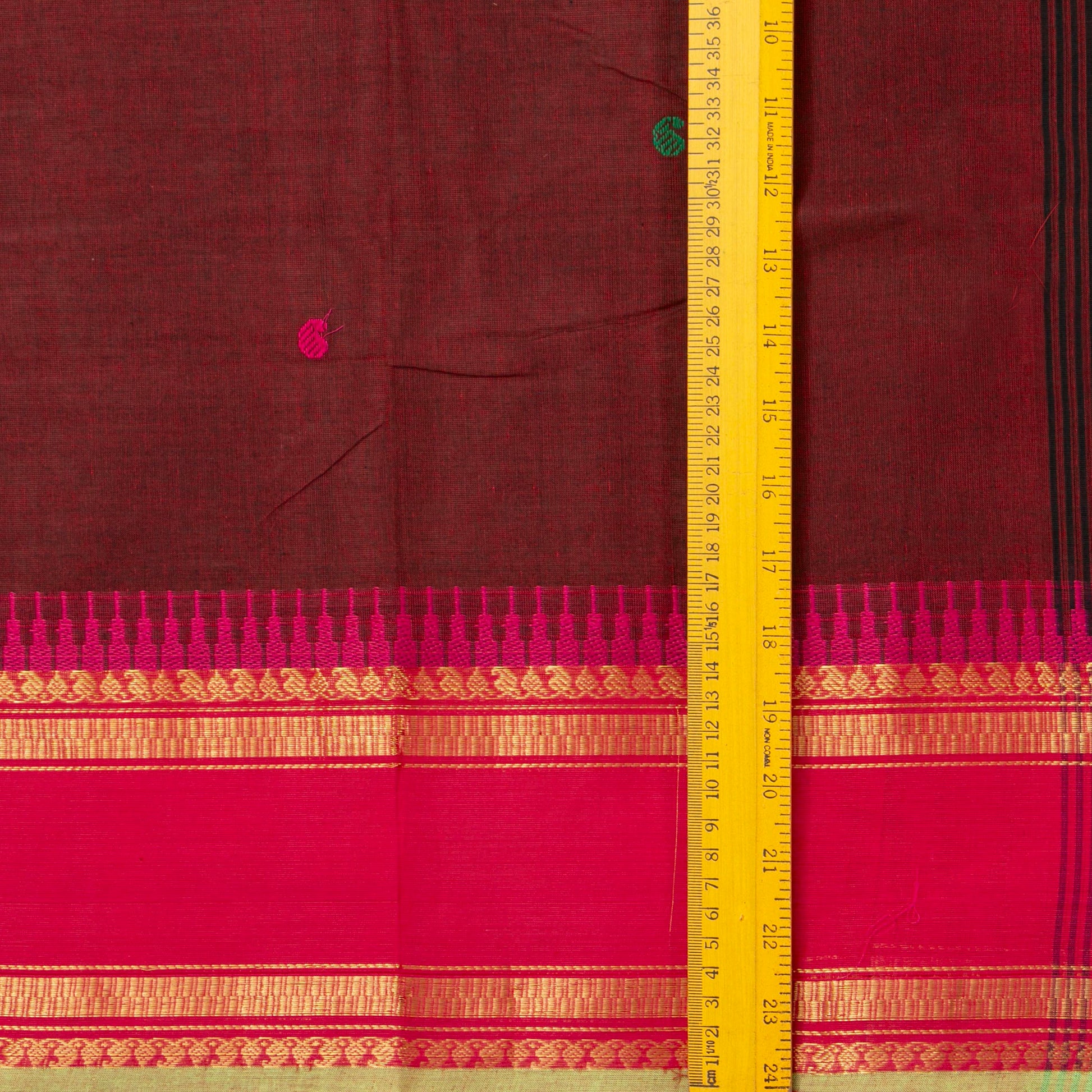 Maroon And Pink Kanchi Cotton Saree For Festive Wear PV MM KC 915 - Cotton Saree - Panjavarnam PV MM KC 915