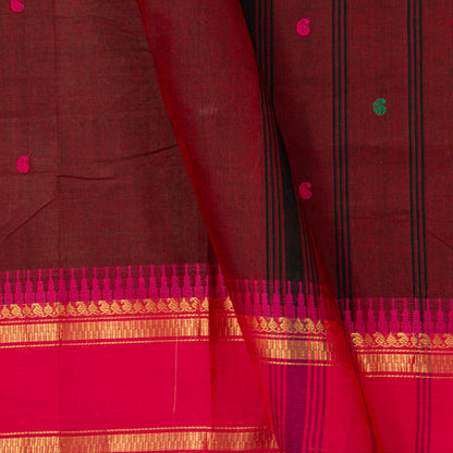 Maroon And Pink Kanchi Cotton Saree For Festive Wear PV MM KC 915 - Cotton Saree - Panjavarnam PV MM KC 915