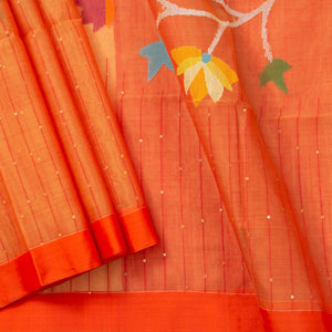Orange Tissue Sequins Dhakai Jamdhani Mulmul Silk Saree For Party Wear PV MJ 123