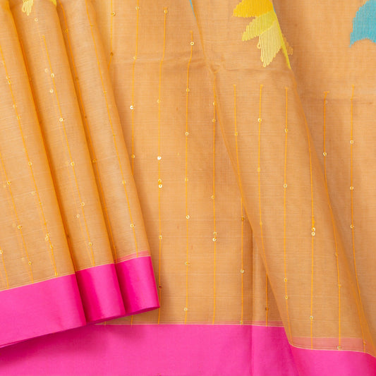 Sandal Beige Dhakai Jamdhani Mulmul Silk Saree With Ganga Jamuna Border For Office Wear PV MJ 119