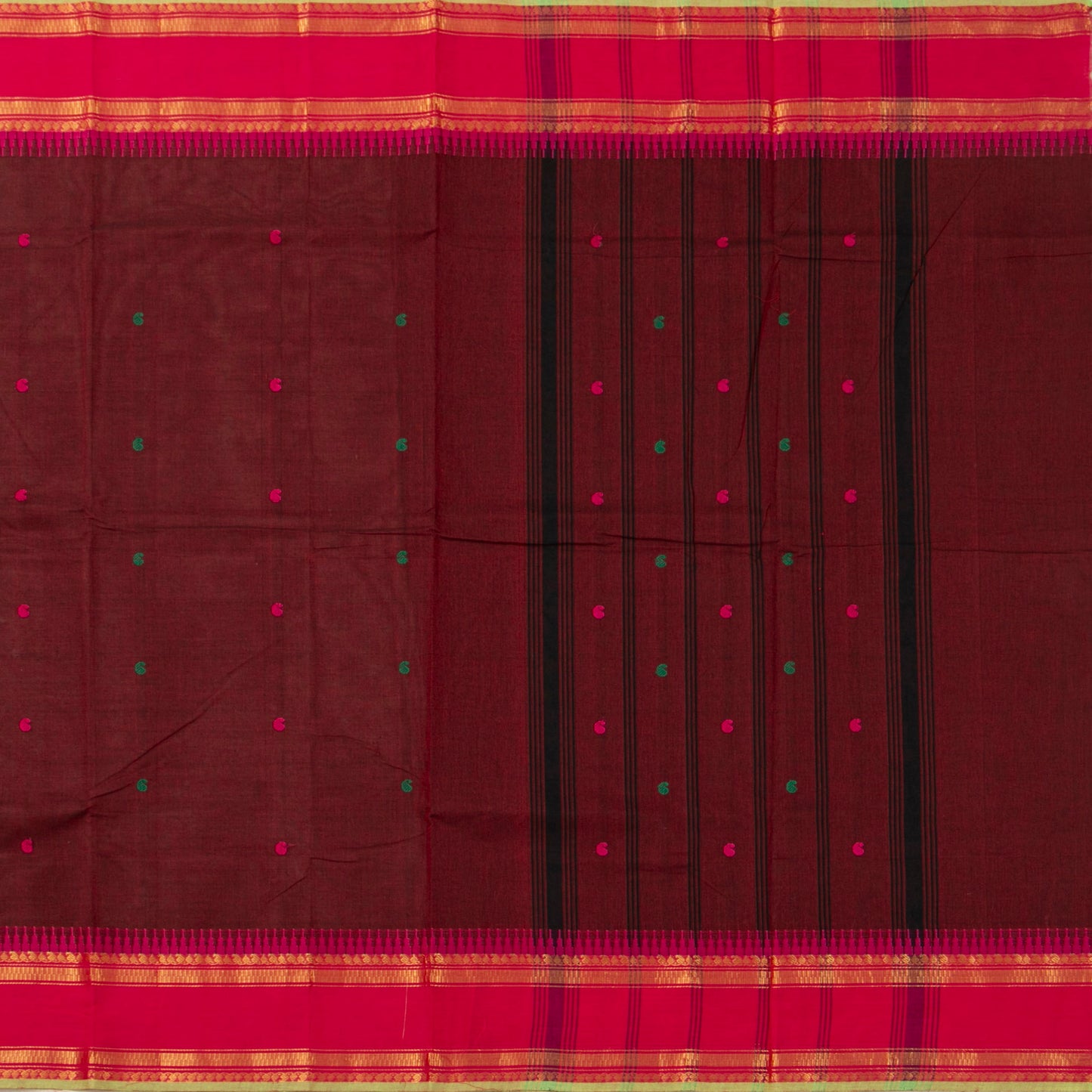 Maroon And Pink Kanchi Cotton Saree For Festive Wear PV MM KC 915 - Cotton Saree - Panjavarnam PV MM KC 915