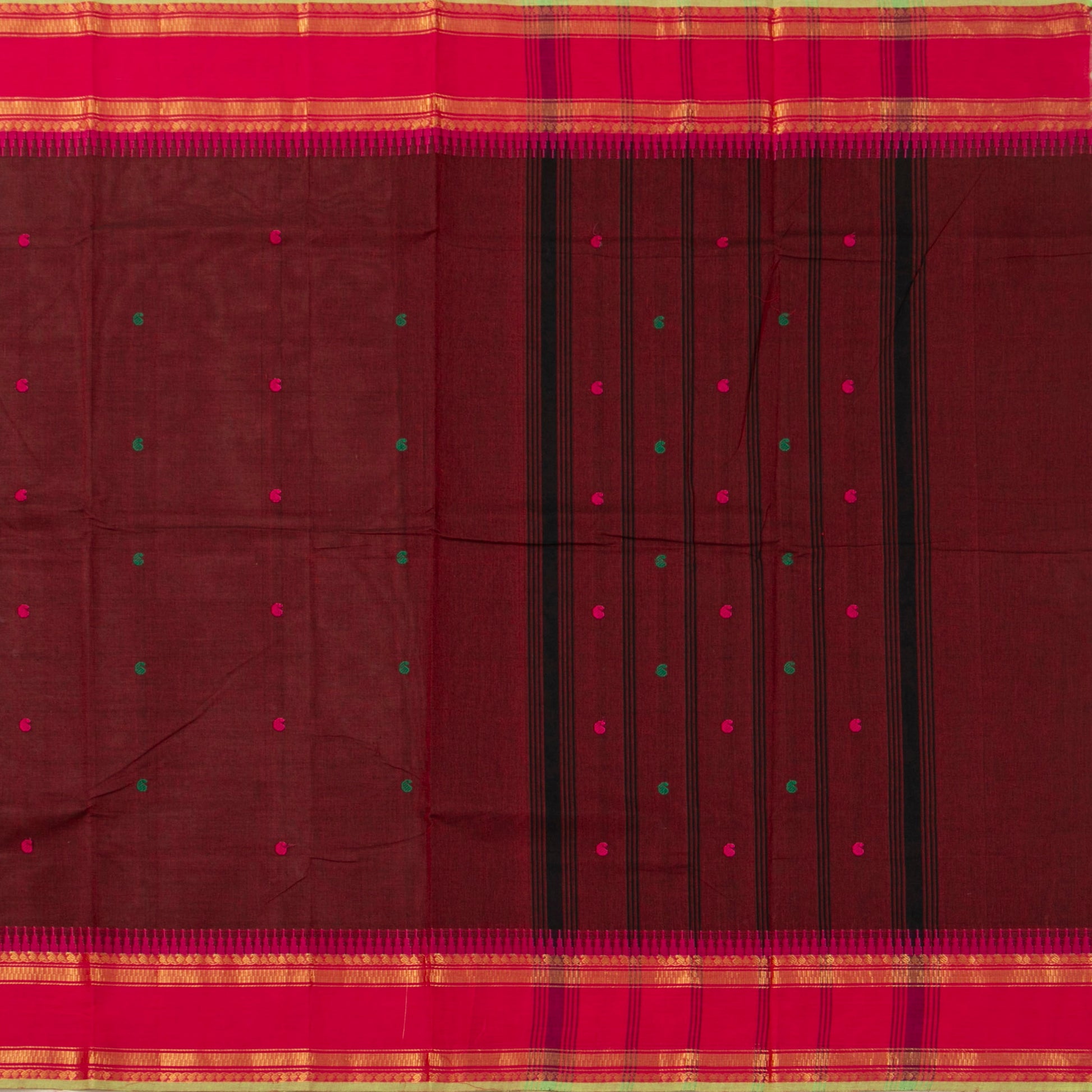 Maroon And Pink Kanchi Cotton Saree For Festive Wear PV MM KC 915 - Cotton Saree - Panjavarnam PV MM KC 915