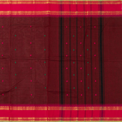 Maroon And Pink Kanchi Cotton Saree For Festive Wear PV MM KC 915 - Cotton Saree - Panjavarnam PV MM KC 915