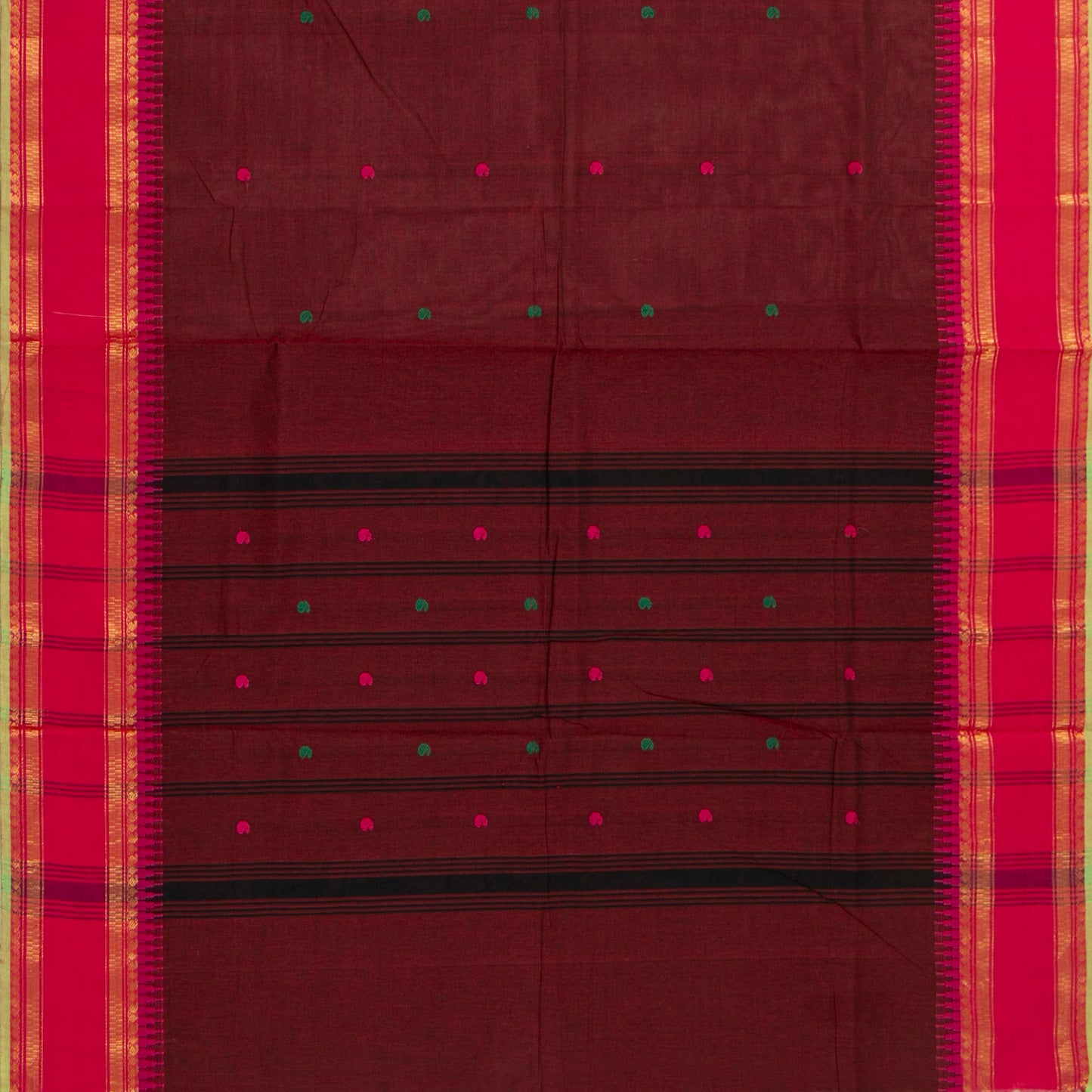 Maroon And Pink Kanchi Cotton Saree For Festive Wear PV MM KC 915 - Cotton Saree - Panjavarnam PV MM KC 915