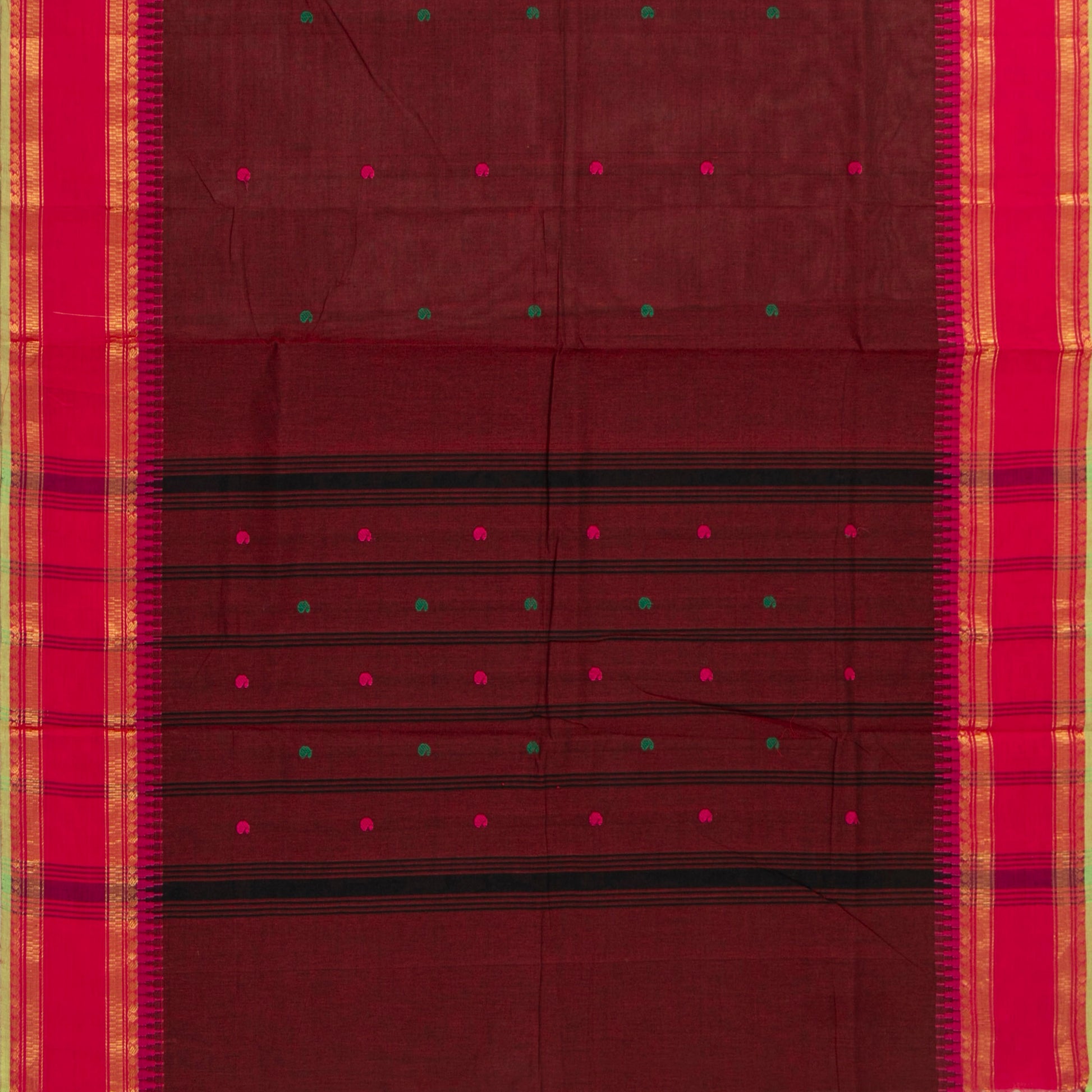 Maroon And Pink Kanchi Cotton Saree For Festive Wear PV MM KC 915 - Cotton Saree - Panjavarnam PV MM KC 915