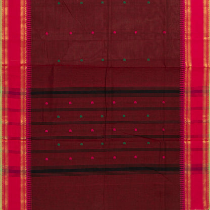 Maroon And Pink Kanchi Cotton Saree For Festive Wear PV MM KC 915 - Cotton Saree - Panjavarnam PV MM KC 915