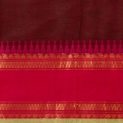 Maroon And Pink Kanchi Cotton Saree For Festive Wear PV MM KC 915 - Cotton Saree - Panjavarnam PV MM KC 915