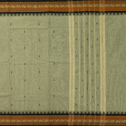 Elachi Green And Black Kanchi Cotton Saree For Festive Wear PV MM KC 917