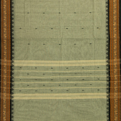 Elachi Green And Black Kanchi Cotton Saree For Festive Wear PV MM KC 917