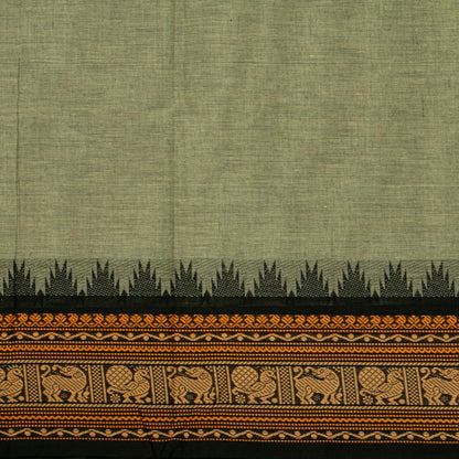 Elachi Green And Black Kanchi Cotton Saree For Festive Wear PV MM KC 917