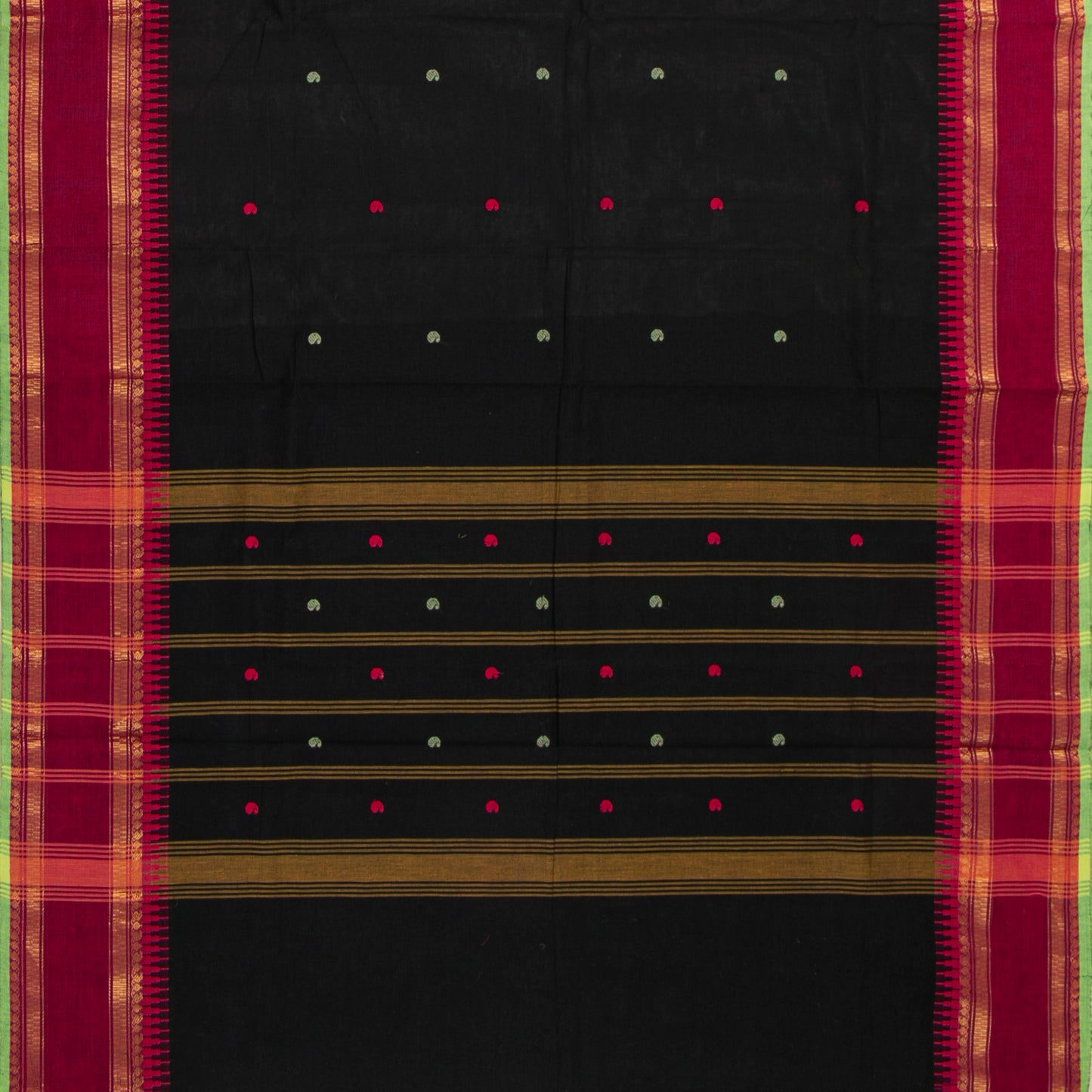 Black And Maroon Kanchi Cotton Saree For Festive Wear PV MM KC 888