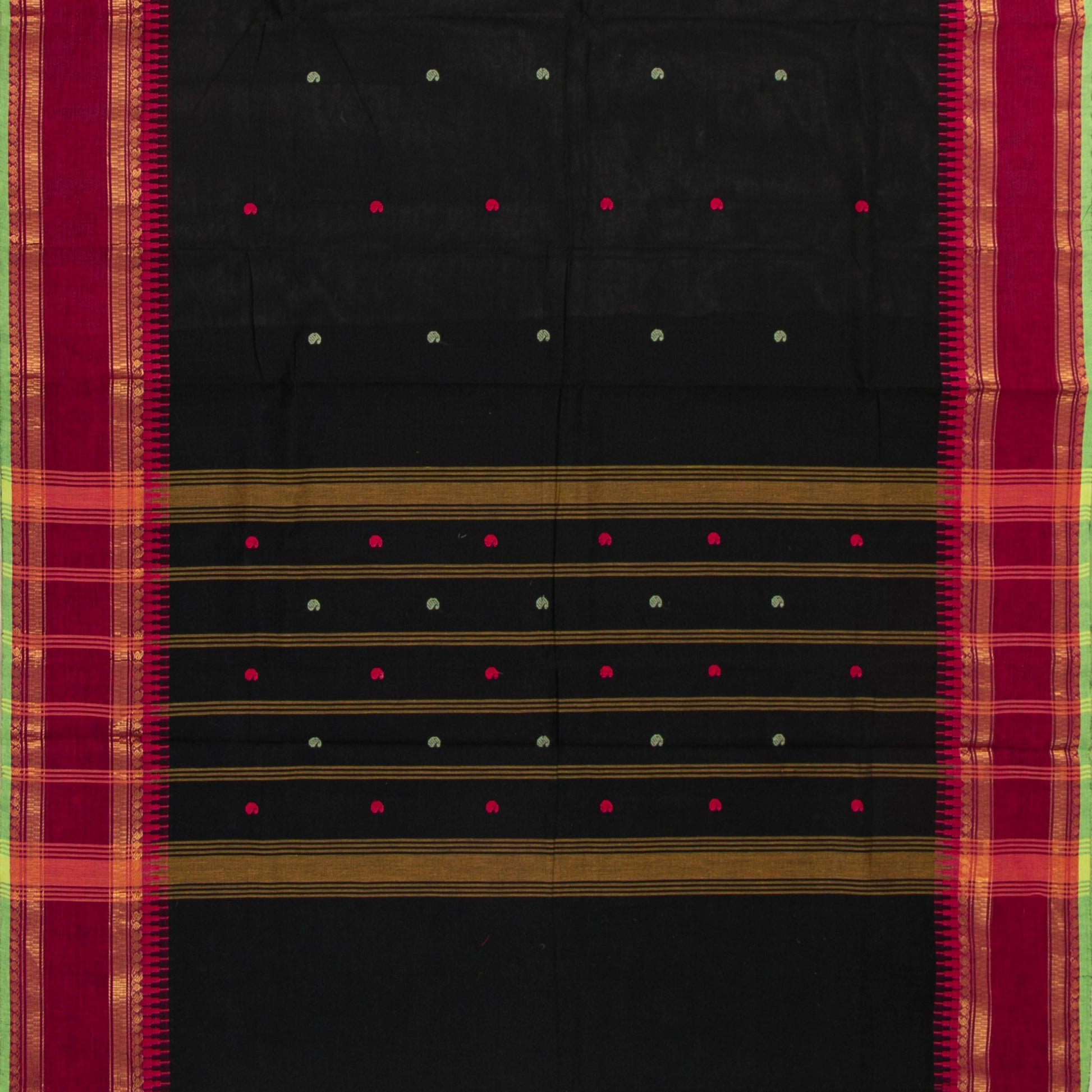 Black And Pink Kanchi Cotton Saree For Festive Wear PV MM KC 888 - Cotton Saree - Panjavarnam PV MM KC 888