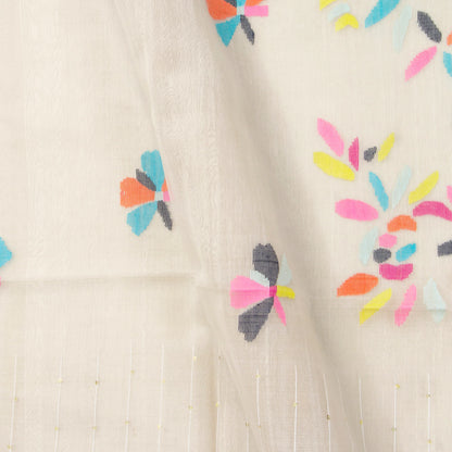 Off White Dhakai Jamdhani Mulmul Silk Saree For Office Wear PV MJ 118