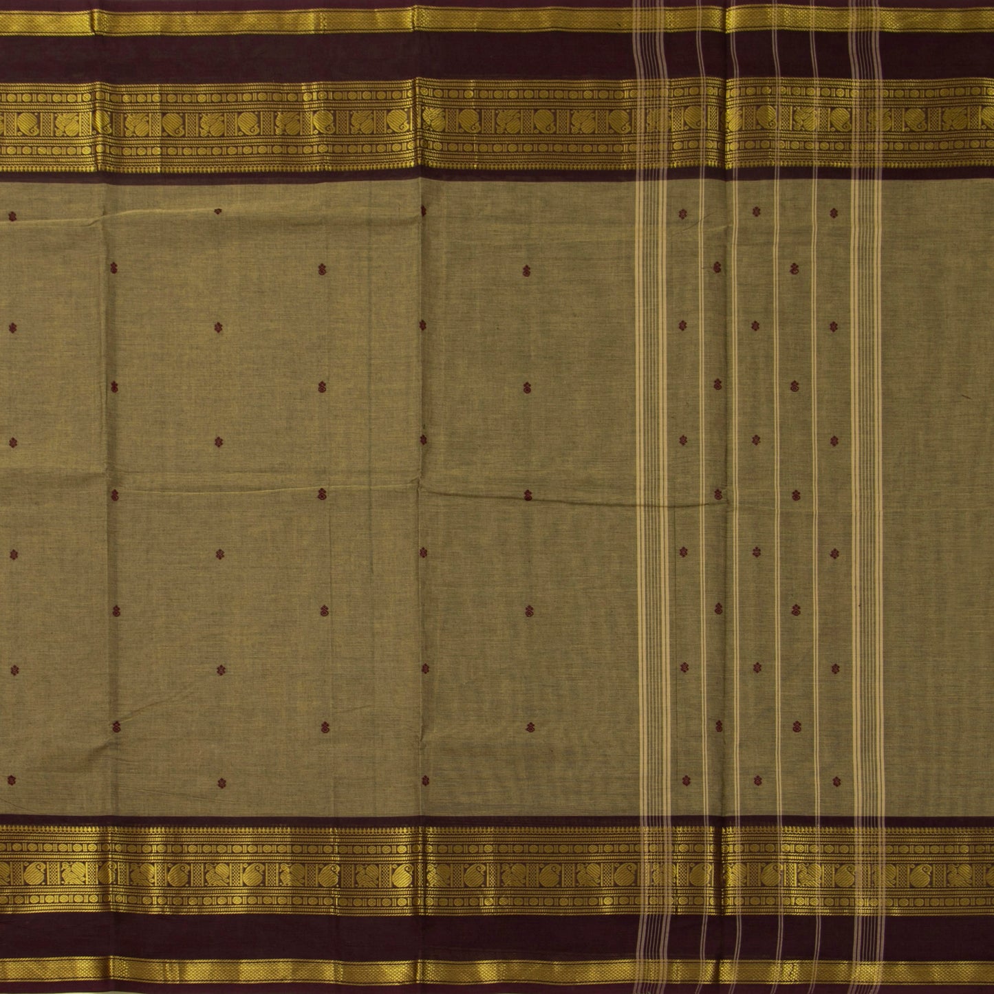 Fawn And Brown Kanchi Cotton Saree For Festive Wear PV MM KC 898 - Cotton Saree - Panjavarnam PV MM KC 898