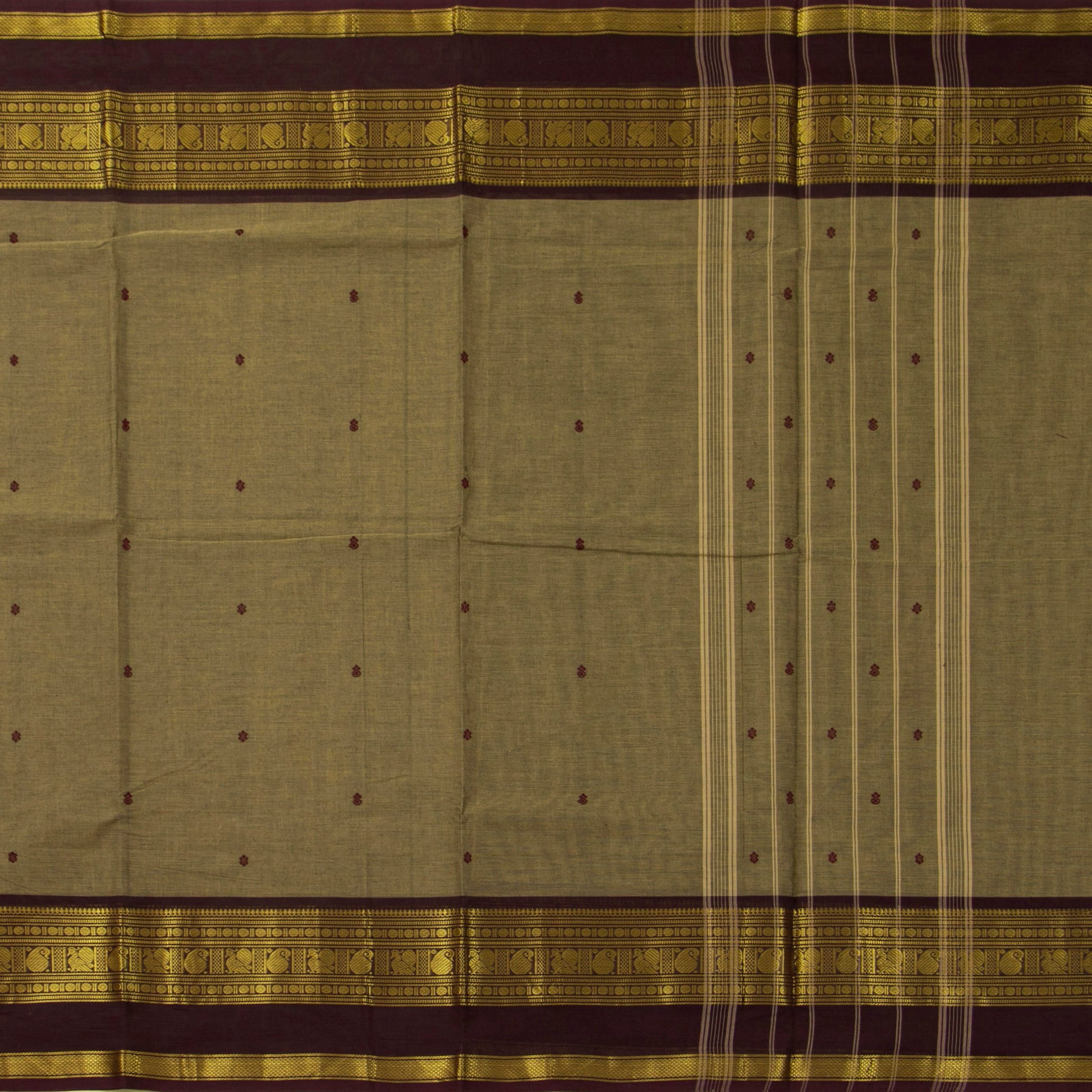 Fawn And Brown Kanchi Cotton Saree For Festive Wear PV MM KC 898 - Cotton Saree - Panjavarnam PV MM KC 898