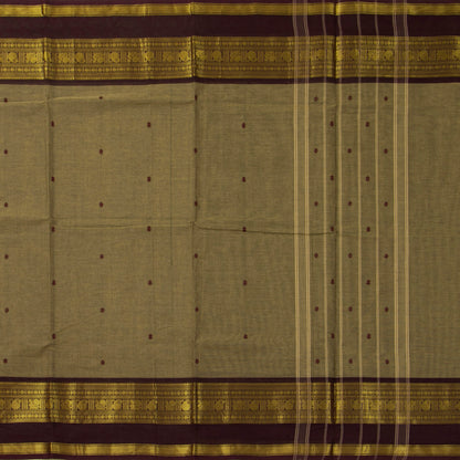 Fawn And Brown Kanchi Cotton Saree For Festive Wear PV MM KC 898 - Cotton Saree - Panjavarnam PV MM KC 898