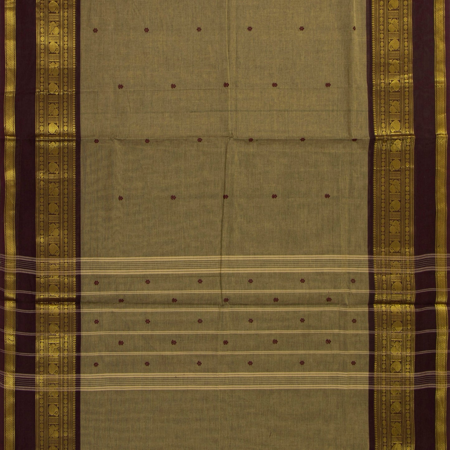 Fawn And Brown Kanchi Cotton Saree For Festive Wear PV MM KC 898 - Cotton Saree - Panjavarnam PV MM KC 898
