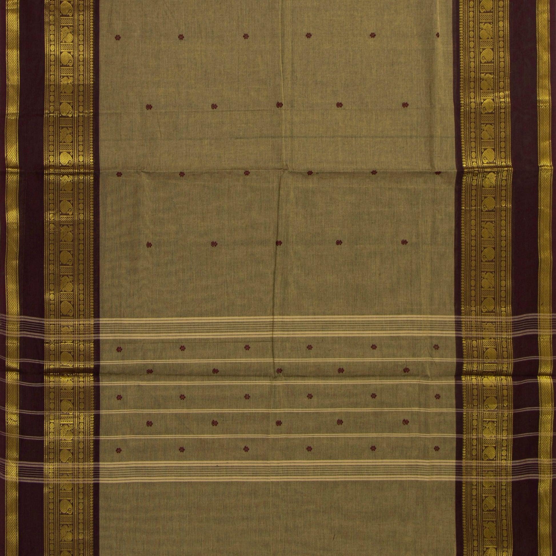 Fawn And Brown Kanchi Cotton Saree For Festive Wear PV MM KC 898 - Cotton Saree - Panjavarnam PV MM KC 898