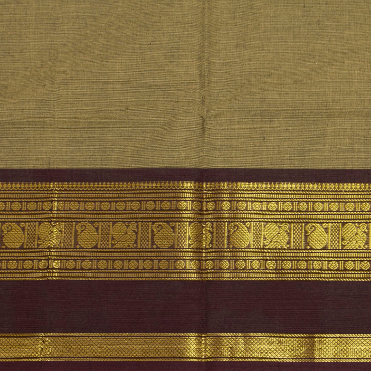 Fawn And Brown Kanchi Cotton Saree For Festive Wear PV MM KC 898 - Cotton Saree - Panjavarnam PV MM KC 898