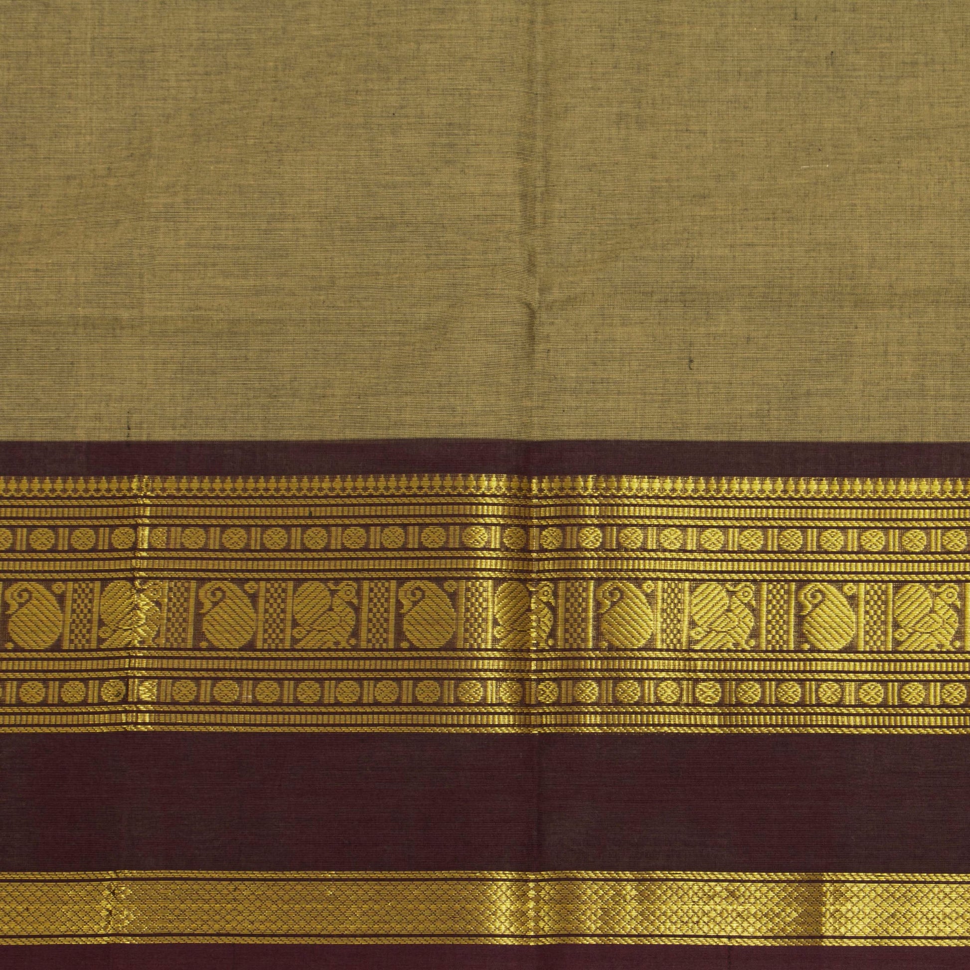 Fawn And Brown Kanchi Cotton Saree For Festive Wear PV MM KC 898 - Cotton Saree - Panjavarnam PV MM KC 898