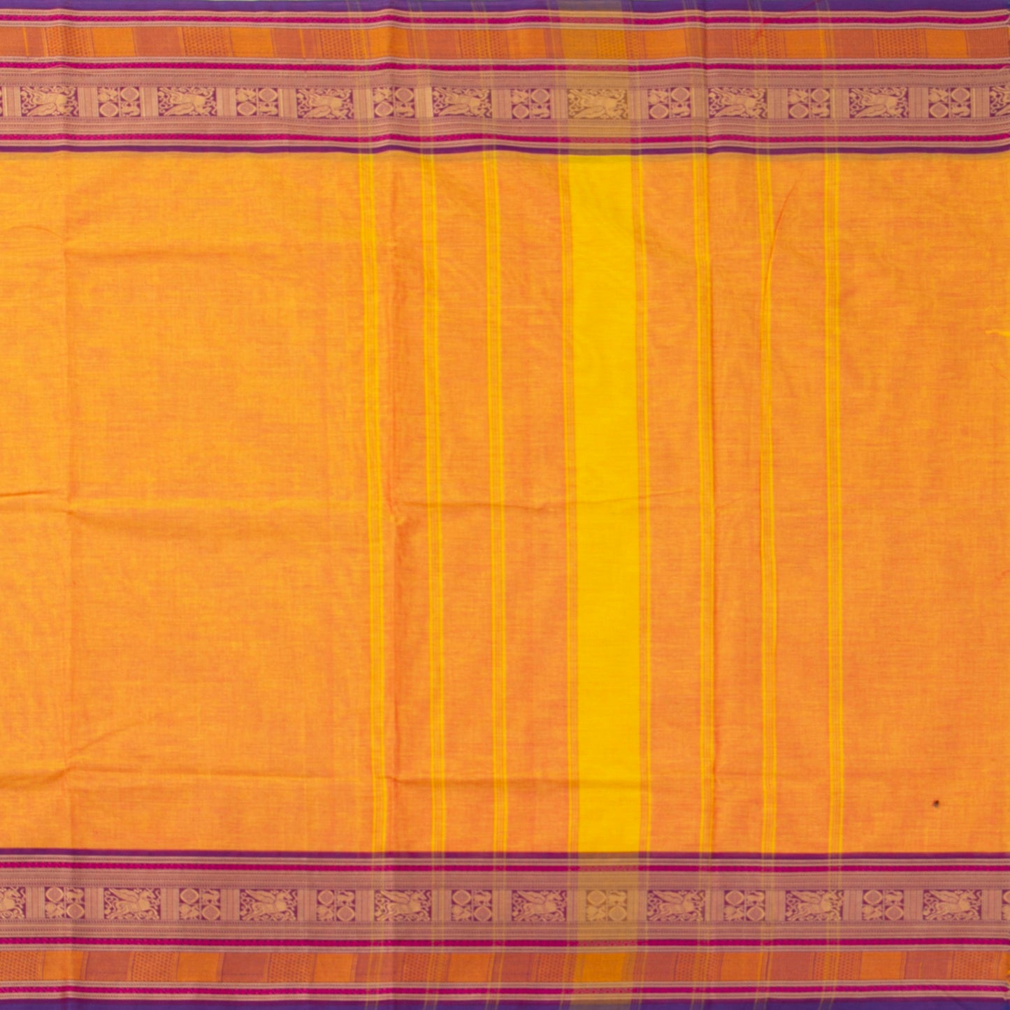 Yellow And Purple Kanchi Cotton Saree For Festive Wear PV MM KC 691