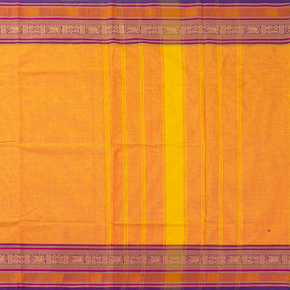Yellow And Purple Kanchi Cotton Saree For Festive Wear PV MM KC 691