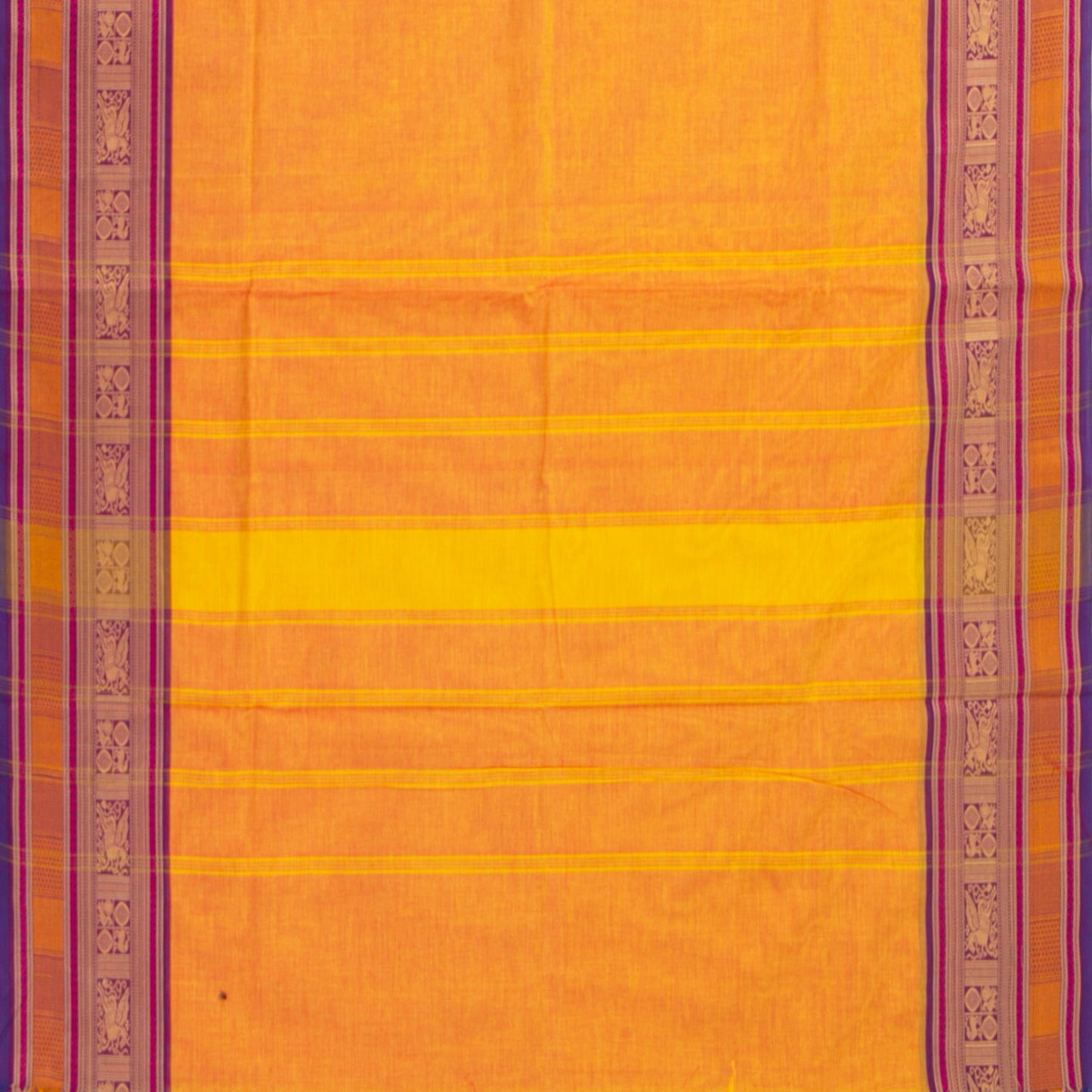 Yellow And Purple Kanchi Cotton Saree For Festive Wear PV MM KC 691