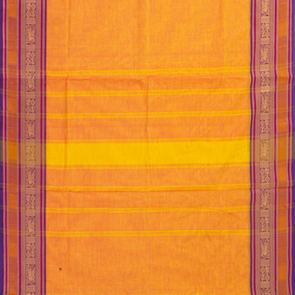 Yellow And Purple Kanchi Cotton Saree For Festive Wear PV MM KC 691