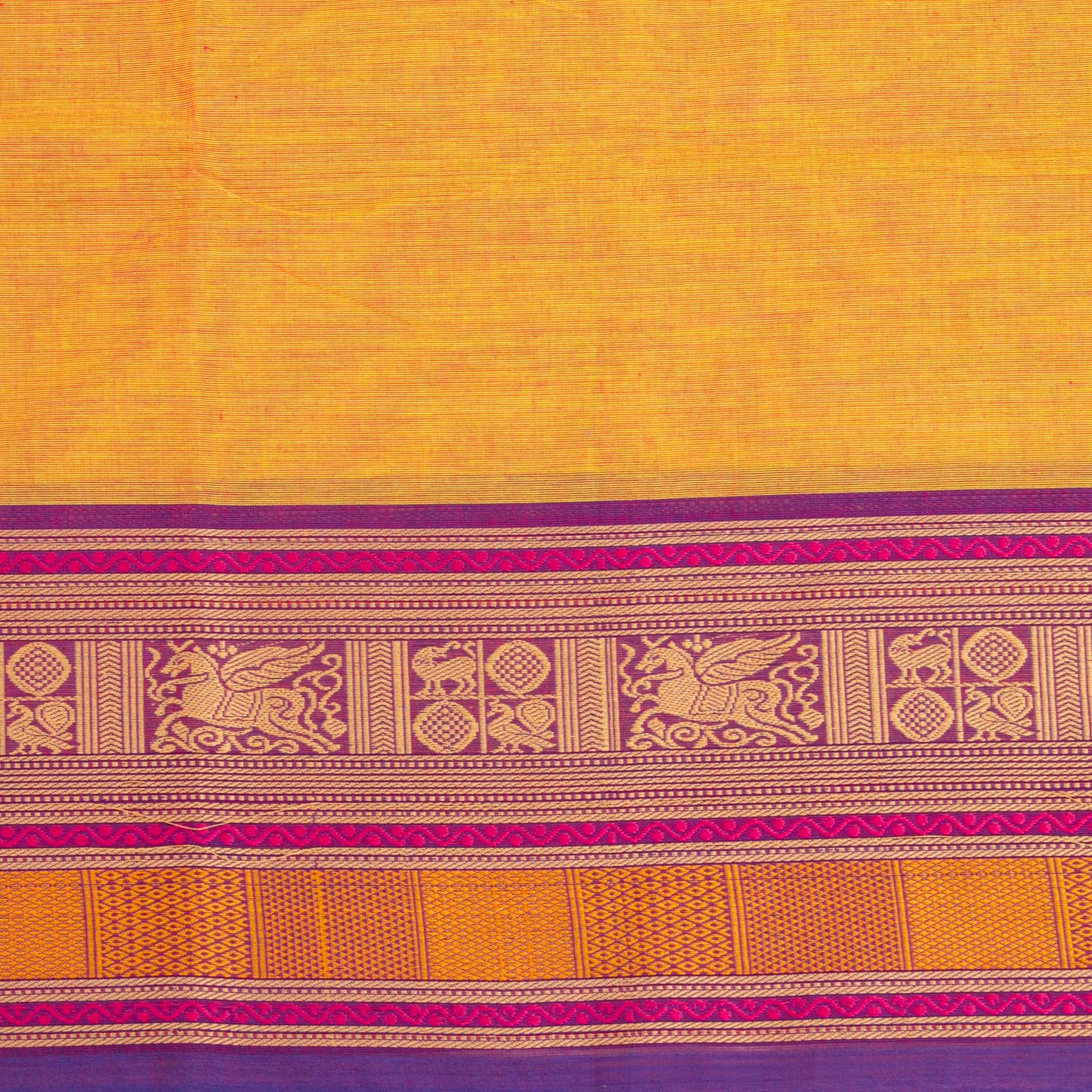 Yellow And Purple Kanchi Cotton Saree For Festive Wear PV MM KC 691