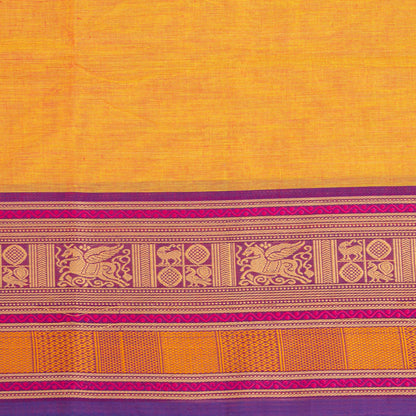 Yellow And Purple Kanchi Cotton Saree For Festive Wear PV MM KC 691